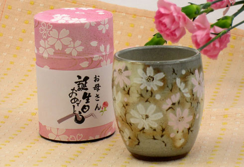煎茶と秋桜湯のみセット　イメージ